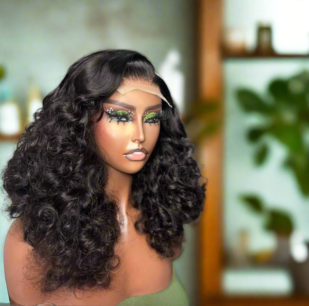 5X5 Glueless Super Double Drawn Bouncy Vietnamese Hair Donor Curls